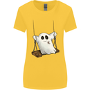 A Ghost on a Swing Halloween Funny Spirit Womens Wider Cut T-Shirt Yellow