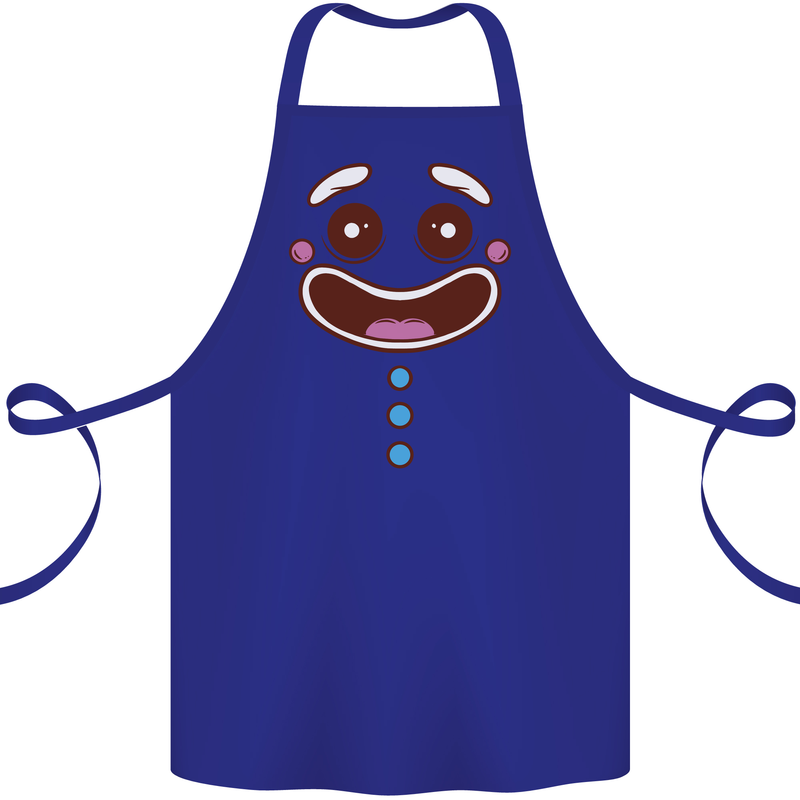A GingerBread Man Cotton Apron 100% Organic Royal Blue