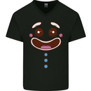 A GingerBread Man Mens V-Neck Cotton T-Shirt Black