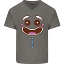 A GingerBread Man Mens V-Neck Cotton T-Shirt Charcoal