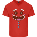 A GingerBread Man Mens V-Neck Cotton T-Shirt Red