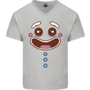 A GingerBread Man Mens V-Neck Cotton T-Shirt Sports Grey
