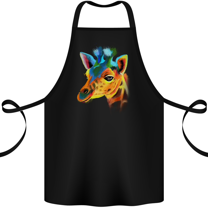 A Giraffe Watercolour Cotton Apron 100% Organic Black