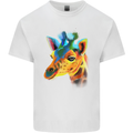 A Giraffe Watercolour Mens Cotton T-Shirt Tee Top White