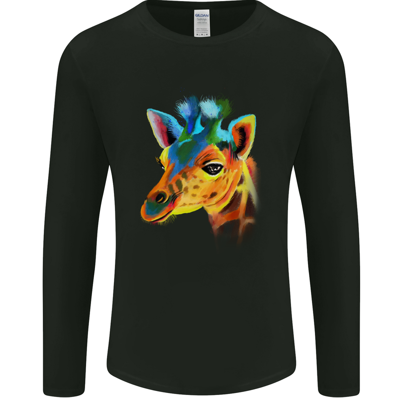 A Giraffe Watercolour Mens Long Sleeve T-Shirt Black