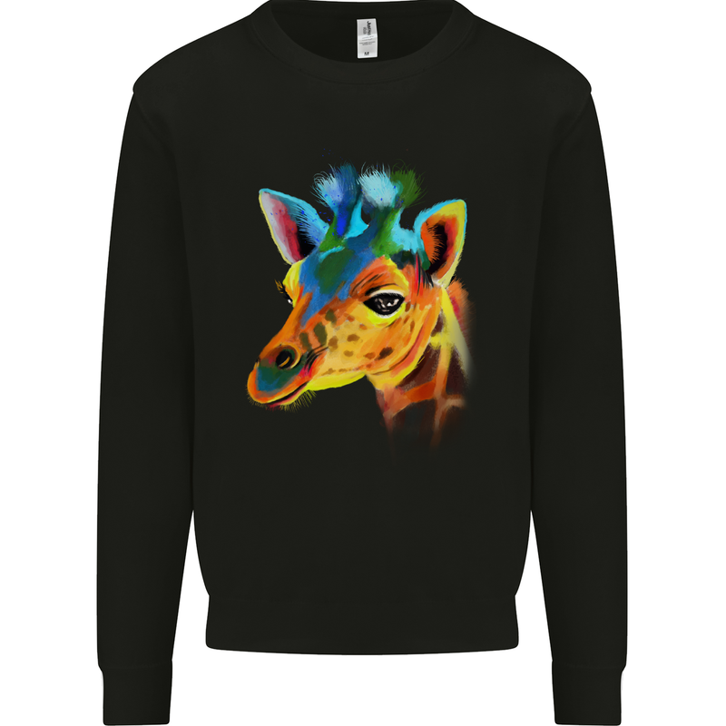 A Giraffe Watercolour Mens Sweatshirt Jumper Black