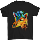 A Giraffe Watercolour Mens T-Shirt Cotton Gildan Black