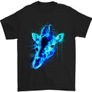 A Giraffe Watercolour Mens T-Shirt Cotton Gildan Black