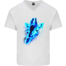 A Giraffe Watercolour Mens V-Neck Cotton T-Shirt White