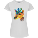 A Giraffe Watercolour Womens Petite Cut T-Shirt White