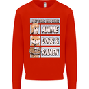 A Girl Who Loves Anime Dogs & Ramen Kids Sweatshirt Jumper Bright Red