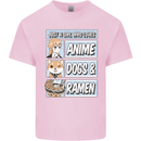 A Girl Who Loves Anime Dogs & Ramen Kids T-Shirt Childrens Light Pink