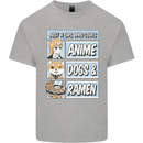 A Girl Who Loves Anime Dogs & Ramen Kids T-Shirt Childrens Sports Grey
