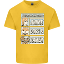 A Girl Who Loves Anime Dogs & Ramen Kids T-Shirt Childrens Yellow