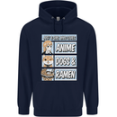 A Girl Who Loves Anime Dogs & Ramen Mens 80% Cotton Hoodie Navy Blue