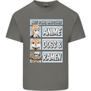 A Girl Who Loves Anime Dogs & Ramen Mens Cotton T-Shirt Tee Top Charcoal