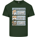 A Girl Who Loves Anime Dogs & Ramen Mens Cotton T-Shirt Tee Top Forest Green