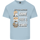 A Girl Who Loves Anime Dogs & Ramen Mens Cotton T-Shirt Tee Top Light Blue