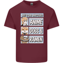 A Girl Who Loves Anime Dogs & Ramen Mens Cotton T-Shirt Tee Top Maroon