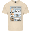A Girl Who Loves Anime Dogs & Ramen Mens Cotton T-Shirt Tee Top Natural