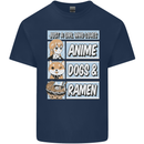 A Girl Who Loves Anime Dogs & Ramen Mens Cotton T-Shirt Tee Top Navy Blue