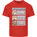 A Girl Who Loves Anime Dogs & Ramen Mens Cotton T-Shirt Tee Top Red