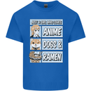 A Girl Who Loves Anime Dogs & Ramen Mens Cotton T-Shirt Tee Top Royal Blue