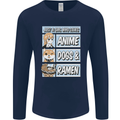 A Girl Who Loves Anime Dogs & Ramen Mens Long Sleeve T-Shirt Navy Blue