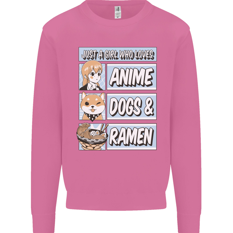 A Girl Who Loves Anime Dogs & Ramen Mens Sweatshirt Jumper Azalea