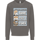 A Girl Who Loves Anime Dogs & Ramen Mens Sweatshirt Jumper Charcoal