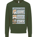 A Girl Who Loves Anime Dogs & Ramen Mens Sweatshirt Jumper Forest Green