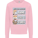 A Girl Who Loves Anime Dogs & Ramen Mens Sweatshirt Jumper Light Pink