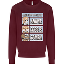 A Girl Who Loves Anime Dogs & Ramen Mens Sweatshirt Jumper Maroon