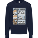 A Girl Who Loves Anime Dogs & Ramen Mens Sweatshirt Jumper Navy Blue