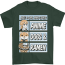 A Girl Who Loves Anime Dogs & Ramen Mens T-Shirt 100% Cotton Forest Green