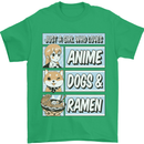 A Girl Who Loves Anime Dogs & Ramen Mens T-Shirt 100% Cotton Irish Green