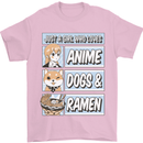 A Girl Who Loves Anime Dogs & Ramen Mens T-Shirt 100% Cotton Light Pink