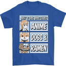 A Girl Who Loves Anime Dogs & Ramen Mens T-Shirt 100% Cotton Royal Blue