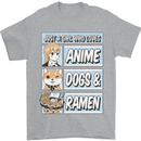 A Girl Who Loves Anime Dogs & Ramen Mens T-Shirt 100% Cotton Sports Grey