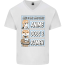 A Girl Who Loves Anime Dogs & Ramen Mens V-Neck Cotton T-Shirt White