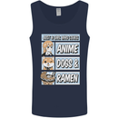 A Girl Who Loves Anime Dogs & Ramen Mens Vest Tank Top Navy Blue
