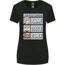 A Girl Who Loves Anime Dogs & Ramen Womens Wider Cut T-Shirt Black