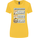 A Girl Who Loves Anime Dogs & Ramen Womens Wider Cut T-Shirt Yellow