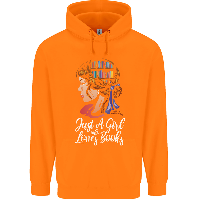 A Girl Who Loves Books Bookworm Reading Childrens Kids Hoodie Orange