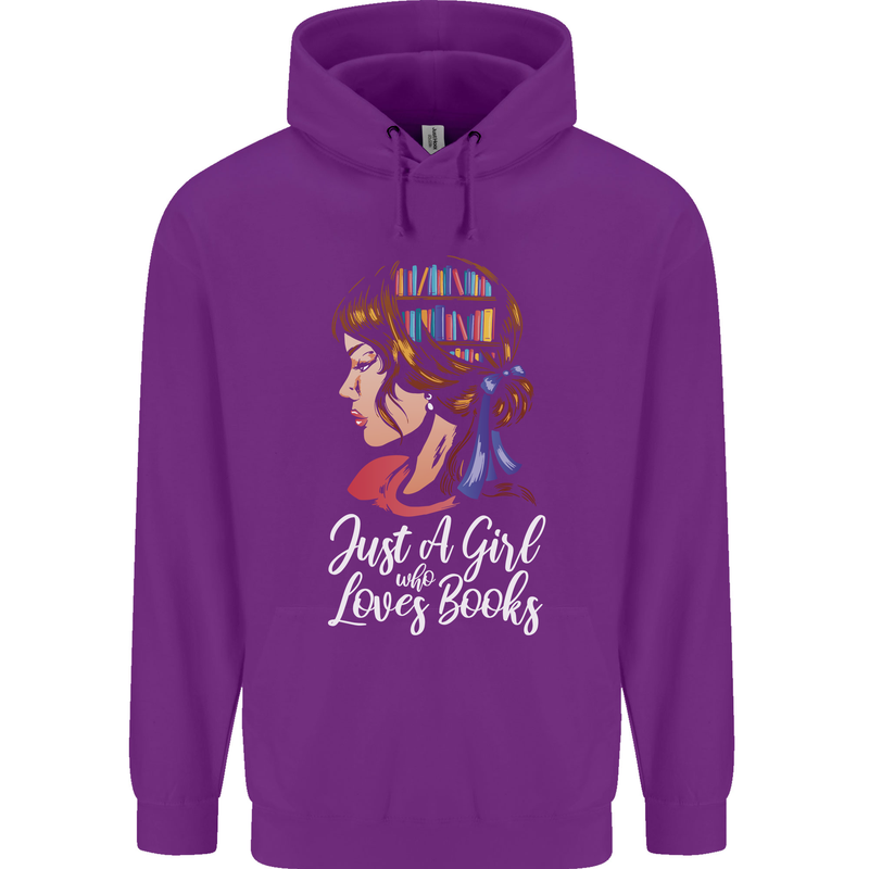 A Girl Who Loves Books Bookworm Reading Childrens Kids Hoodie Purple