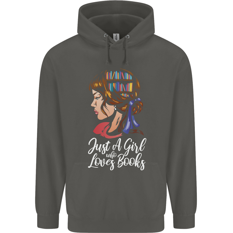 A Girl Who Loves Books Bookworm Reading Childrens Kids Hoodie Storm Grey