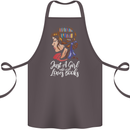 A Girl Who Loves Books Bookworm Reading Cotton Apron 100% Organic Dark Grey