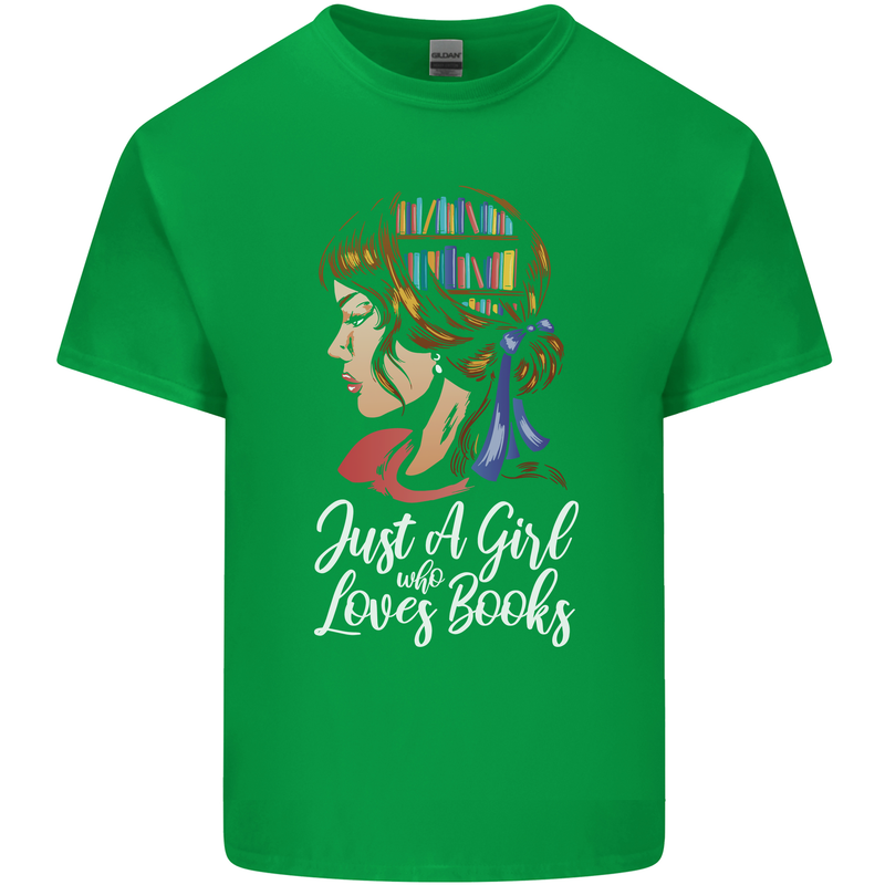 A Girl Who Loves Books Bookworm Reading Kids T-Shirt Childrens Irish Green