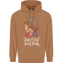 A Girl Who Loves Books Bookworm Reading Mens 80% Cotton Hoodie Caramel Latte