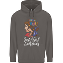 A Girl Who Loves Books Bookworm Reading Mens 80% Cotton Hoodie Charcoal
